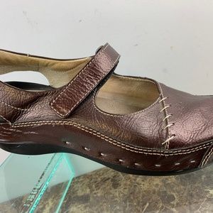 Wolky Brown Leather Mary Jane Casual Shoes Flat 8